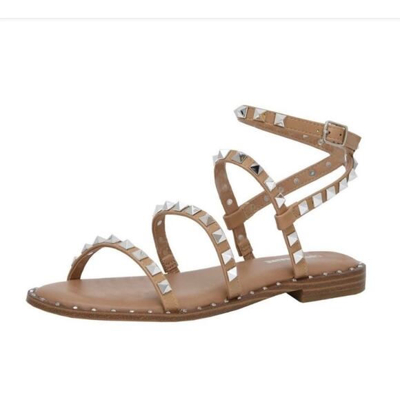 Cushionaire 'Talia' Women's 8 Studded Ankle Strap Sandal Tan Strappy - Picture 1 of 6